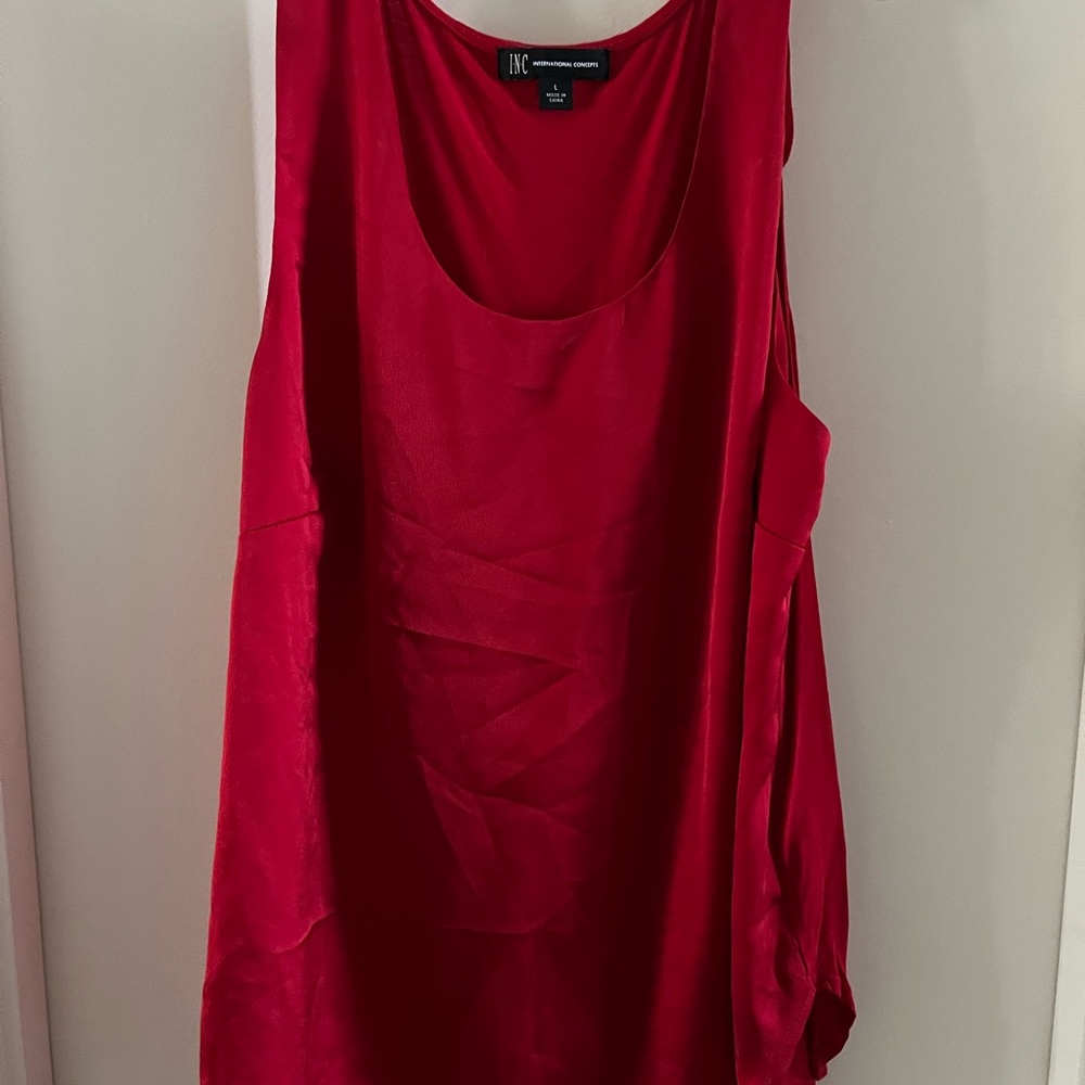 Red satin tank